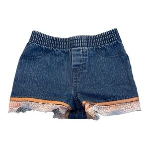 Miniwear Vintage Toddler Jean Shorts with Detailed Lace Trim Size 18 Months